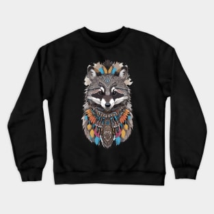 Raccoon Spirit Animal Geometric and Linework Design Crewneck Sweatshirt